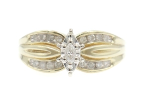 Estate 0.31 Ctw Marquise & Round Diamond 10KT Yellow Gold Engagement Ring 3.99g