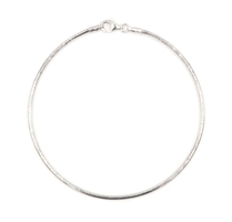 Milor Italy 14KT White Gold 1.6mm Thin Round Omega Chain Bracelet 7.5" - 3.22g