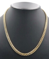 22" Long Yellow Gold Tone Sterling Silver (925) 6.9mm Wide Curb Link Necklace 