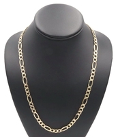 Italy Air Solid 10KT Yellow Gold 7.3mm Classic Figaro Chain Necklace 22" - 8.9g