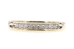 0.12 Ctw Single-Cut Diamond Channel 10KT Yellow Gold Heart Detail Wedding Ring
