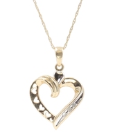 Estate 10KT Yellow Gold 0.03 ctw Round Diamond Heart Pendant on 20" Necklace 