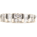 Estate 0.68 ctw Round and Baguette Diamond 5.5mm 14KT White Gold Band Ring 5g 