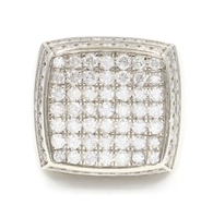 4.80 Ctw Round Diamond Square Cluster 10KT White Gold 22.6mm Signet Ring GDM 16g