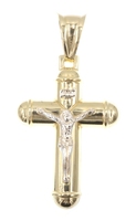 Religious 18KT Two-Tone Gold (750) Inri Crucifix Cross Pendant 2.7" - 10.48g