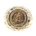0.30 Ctw Round Diamond Faux 1945 Dos Pesos Coin in 14KT Yellow Gold Nugget Ring 
