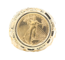 Estate 1/10 oz Fine Gold 2022 Liberty Coin w 14KT Yellow Gold Nugget Ring 14.29g