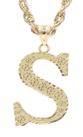 Diamond-Cut 10KT Yellow Gold Initial "S" Pendant on 10KT Rope Chain Necklace 24"