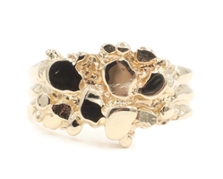 High Shine 14KT Yellow Gold 12.8mm Wide Retro-Style Nugget Ring Size 9 - 7.20g
