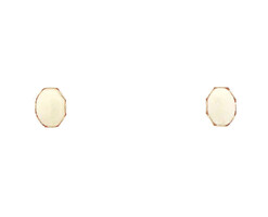 Women's Scalloped 14KT Yellow Gold 1.40 Ctw Cabochon Natural Opal Stud Earrings
