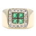 0.36 Ctw Lab-Grown Emerald & Natural Diamond 14KT Gold Square Signet Ring 9.4g