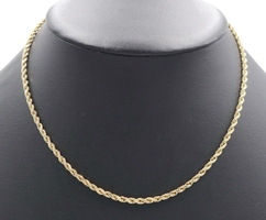 Classic 10KT Yellow Gold 3mm Wide High Shine Rope Chain Necklace 17" - 4.14g