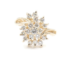 0.95 ctw Round Diamond Diamond Estate 14KT Yellow Gold Women's Cluster Ring 5.4g