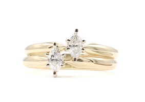 Estate 3/8 ctw Marquise Diamond Custom 14KT Yellow Gold Women's Engagement Ring