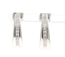 0.48 ctw Round Diamond Channel Set 14KT White Gold 19mm Dangle Earrings - 4.8g