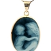 Mother and Child Oval Cameo 14KT Yellow Gold Pendant on 14KT Box Chain 16" Italy
