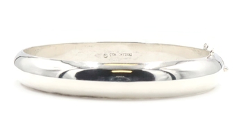 Women's Classic 10.3mm Wide Plain Sterling Silver 925 8" Bangle Bracelet - 12.9g