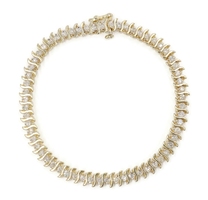Women's S-Link 1.60 Ctw Round Diamond 14KT Yellow Gold Tennis Bracelet 7" 11.38g