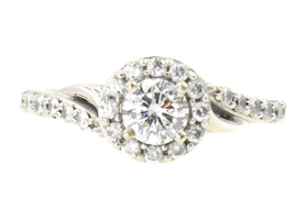 The Leo 0.96 ctw round Diamond Halo 14KT White Gold Women's Engagement Ring 