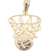 High Shine 14KT Yellow Gold Basketball Hoop Swoosh Necklace Pendant 1" - 1.7g