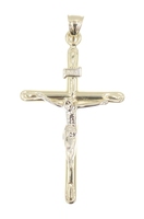 Classic Inri 14KT Two-Tone Gold Estate Crucifix Cross Necklace Pendant 1.9" RCI