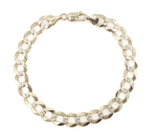 Classic Diamond-Cut 10KT Yellow Gold 9.7mm Curb Chain Bracelet by SY 9 3/4" 17g