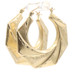 Estate 14KT Yellow Gold 32.5mm Satin Finish Diamond Cut Angular Hoop Earrings