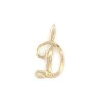 Diamond Cut 10KT Yellow Gold Letter "D" Initial Necklace Pendant 16.3mm - 0.48g