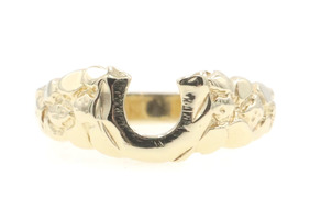 Retro-Style 10KT Yellow Gold High Shine 7.1mm Horseshoe Nugget Ring by Tola 2.4g
