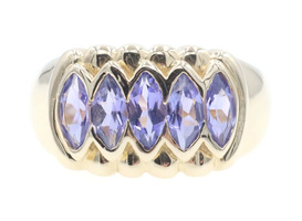 Women's 5-Stone 0.85 Ctw Marquise Iolite 10KT Yellow Gold Ring by S&S - 4.46g