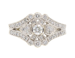 Women's 0.74 Ctw Round Diamond Heart Motif 18KT White Gold Ring by Kate McCullar