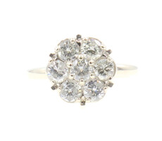 1.20 ctw Round Diamond 7-Stone Cluster Estate 14KT White Gold Statement Ring 
