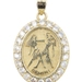 Gemini 10KT Yellow Gold Round CZ 30.6mm Oval Zodiac Medal Pendant by M 3.74g