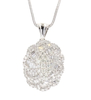 1.65 ctw Round & Baguette Diamond Swirl Cluster 10KT White Gold 20" Necklace 