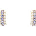 1.90 Ctw Cabochon Opal & 1.40 Ctw Round Tanzanite 10KT Gold Semi-Hoop Earrings