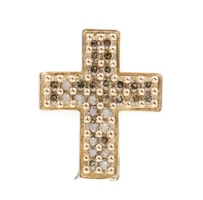 0.55 ctw Round Cut Moissanite Iced 10KT Yellow Gold 25mm Cross Pendant - 3.6g