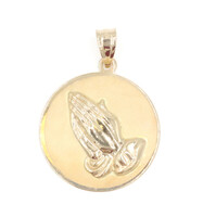 14KT Yellow Gold Praying Hands Reversible with Serenity Prayer Pendant - 2.36g