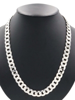 High Shine Heavy Sterling Silver 13mm Italy Curb Link Necklace 24" SPI - 101.4g