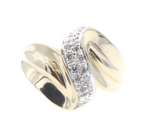 Ribbon-Style 10KT Yellow Gold 0.08 Ctw Round Diamond Bypass Cluster Ring GTR 4g