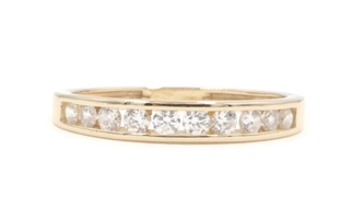 Channel-Set Round Cut Cubic Zirconia 14KT Yellow Gold Wedding Band Ring DQ 2.10g