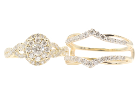 1.95 ctw Round Diamond Double Halo 14KT Yellow Gold Women's Wedding Ring Set 