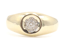 Men's Estate 10KT Yellow Gold Round 0.07 ctw Single Cut Diamond Cluster Ring 