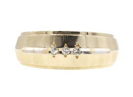 Vintage-Style 0.05 Ctw Single Cut Diamond 14KT Yellow Gold Textured Wedding Ring