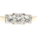 2.00 ctw Princess Cut Natural Diamond 14KT Yellow Gold Past Present Future Ring