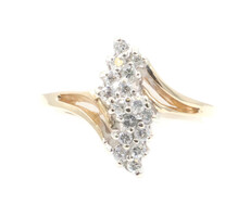 Estate 0.30 ctw Round Diamond Women's Waterfall Cluster 14KT Yellow Gold Ring 