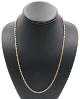 High Shine 10KT Yellow Gold 3mm Classic Hollow Rope Chain Necklace 22" CLI - 4g