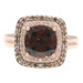 1.20 Ct Smoky Quartz, White & Champagne Diamond 10KT Rose Gold Double Halo Ring