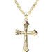 14KT Yellow Gold Diamond Cut Cross Pendant on 20" 14KT Gold Rope Chain Necklace