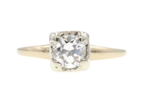 Estate 0.53 Ct Early Modern Brilliant Cut Diamond 14KT Gold Engagement Ring 1.8g