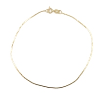 Women's Italy 14KT Yellow Gold 0.8mm Thin Dainty Herringbone Bracelet 7" 0.39g